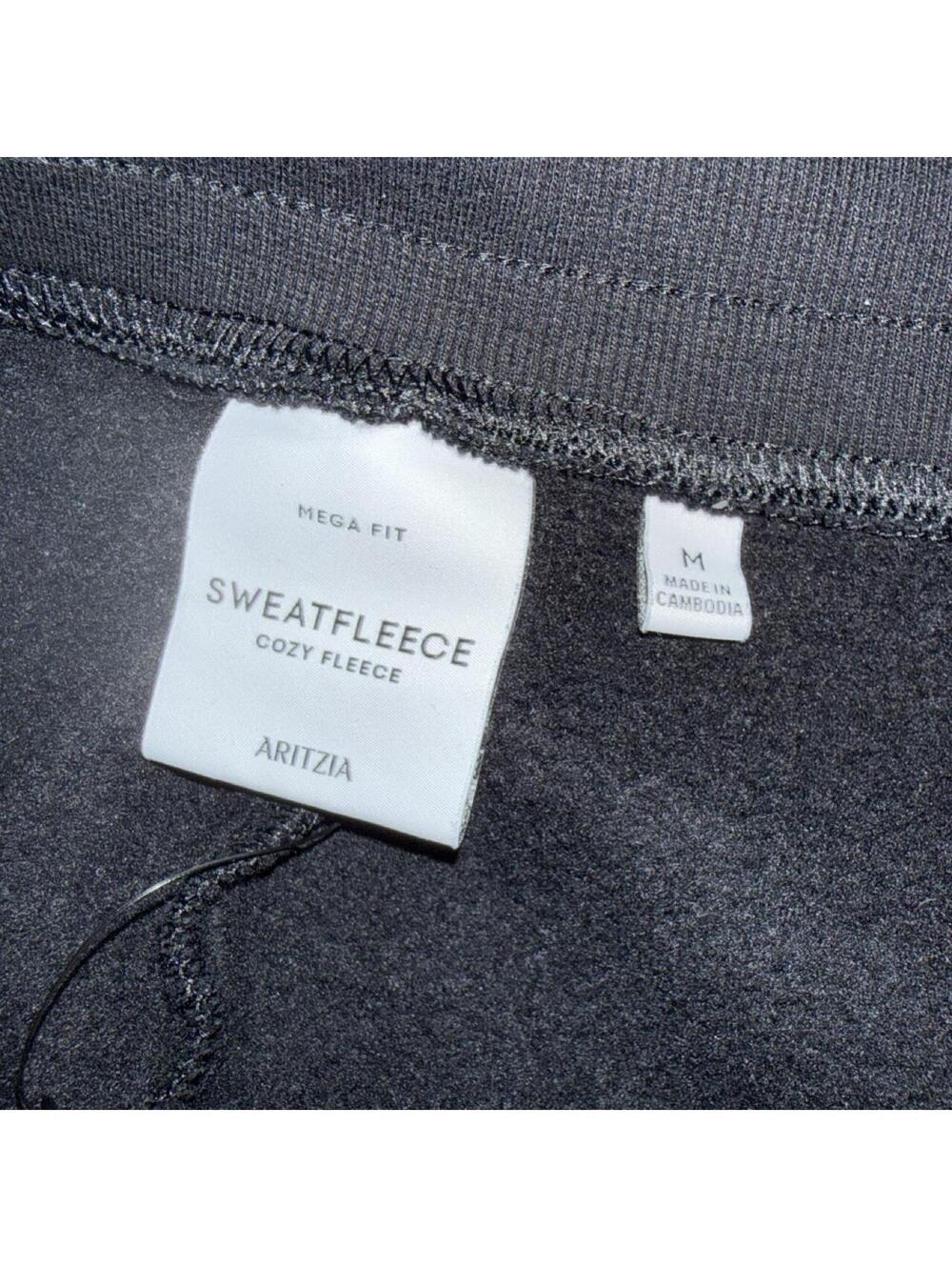 Aritzia Womens mega fit sweat fleece black barrel leg sweatpants sz M adjustable - Picture 2 of 8
